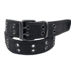 Black 2 Holes Row Grommet Canvas Fabric Web Belt Size Medium